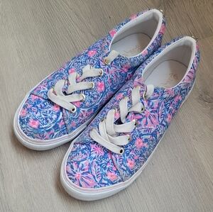 Lilly Pulitzer Pink and Blue Patterned Sneakers Size 6 Women's